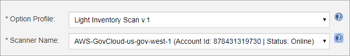 Select option profile to configure scan parameters.